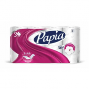 Туалетная бумага Papia, белая, 3 слоя, 8 рулонов
