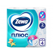 Туалетная бумага Zewa Плюс Свежесть Океана, 2 слоя, 4 рулона