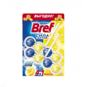 Bref Сила-актив Блок для унитаза в виде подвесного очистителя 4 в 1, 2шт (Лимонная свежесть)