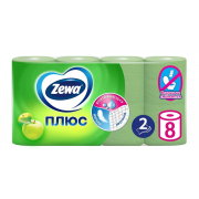 Туалетная бумага Zewa Плюс Яблоко, 2 слоя, 8 рулонов