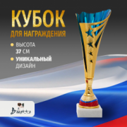 Спортивный кубок для награждения победителей и призеров 1 шт. синий 37 см.