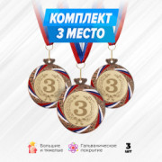 Призовые медали номинальные на ленте за 3 место. Набор для награждения подарочный 3 шт.