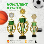 Кубок спортивный для награждения победителей, комплект из 3 шт. для 1, 2 и 3 места